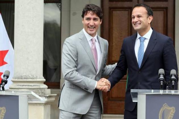 Leo Varadkar and Justin Trudeau shaking hands
