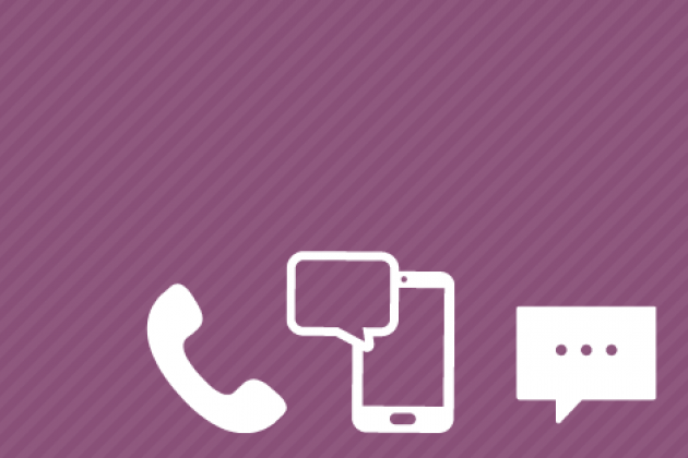 Includes images of a telephone, chat bubble, and text message