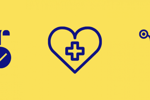 Image of a prescription pad, a heart and a stethoscope
