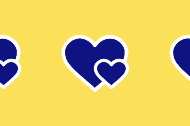 Hearts on yellow background