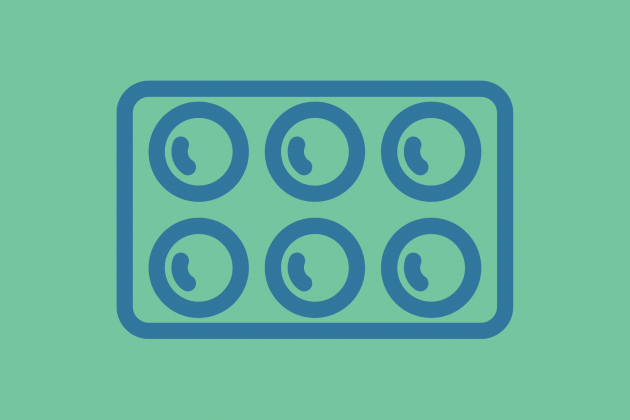 Vector image of six tablets on a mint green background
