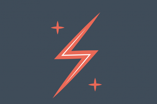 Coral lightening bolt on a dark grey background