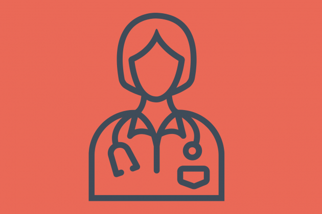 Vector illustration of a healthcare professional on a coral background