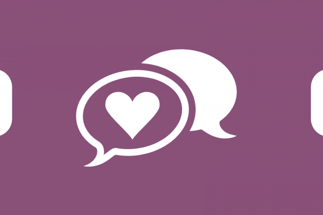 Text boxes with hearts in them on a purple background