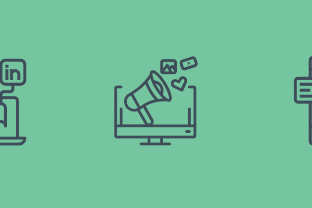 Illustrations depicting social media use on devices