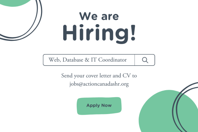 Image with We are Hiring and the title Web, Database and IT Coordinator