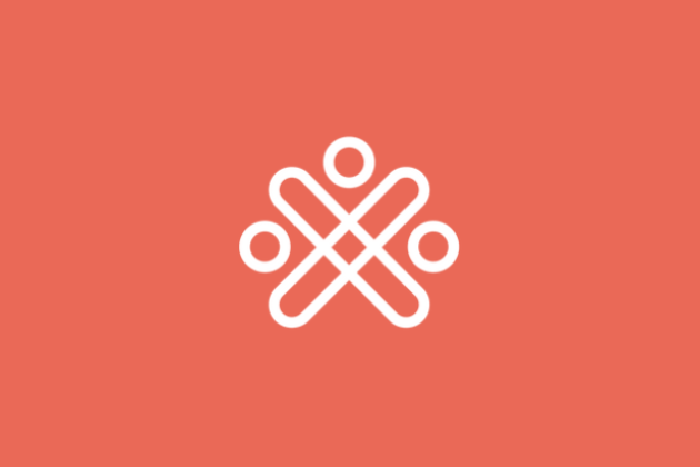 Coral background with white Action Canada logo