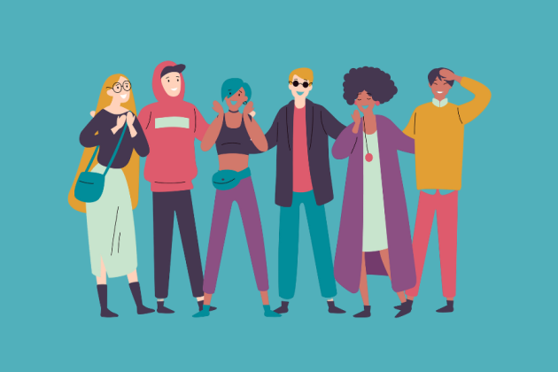 illustration of a diverse group of young people