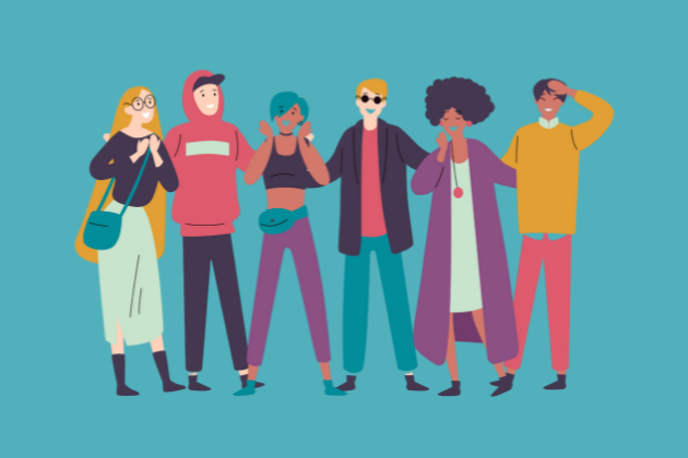 illustration of a diverse group of young people