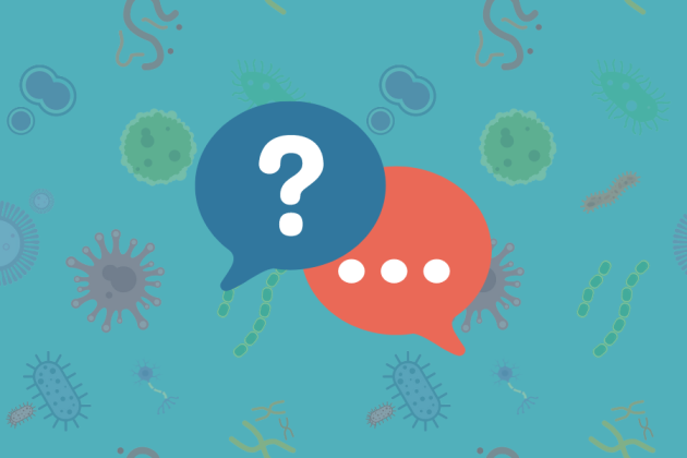 illustration of two speech bubbles one with a question mark in it the other with an ellipses (three dots) 