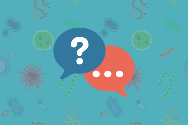 illustration of two speech bubbles one with a question mark in it the other with an ellipses (three dots)