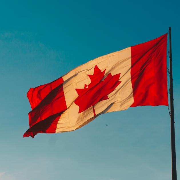 Canadian flag in the wind