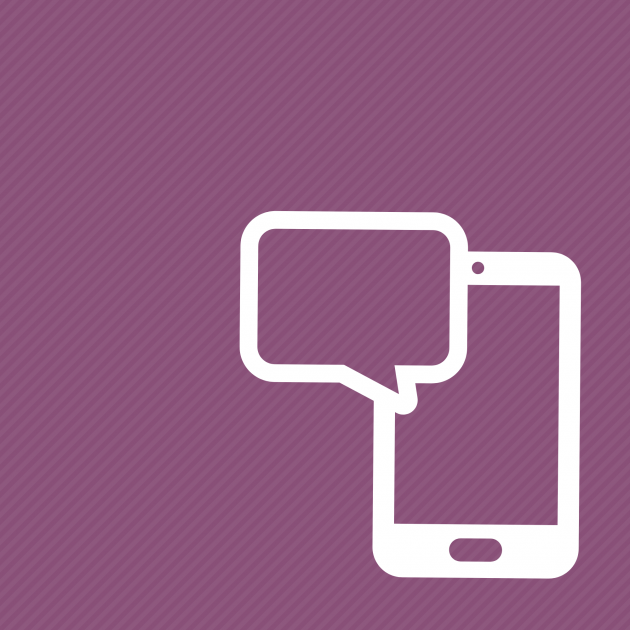 cellphone and text bubble on purple background