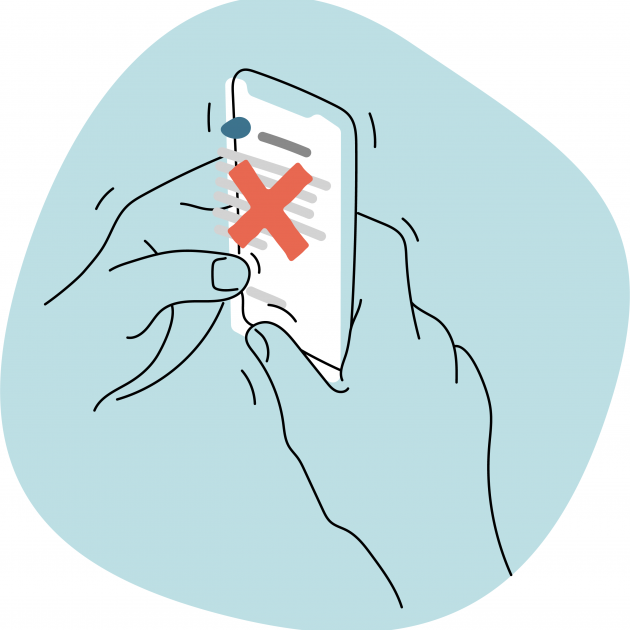 Hand Holding Phone with X