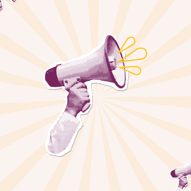hands holding loudspeaker